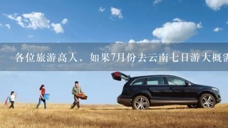 各位旅游高人，如果7月份去云南7日游大概需要多少钱啊，怎么安排呢？求解啊。